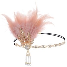 choyaxo Flapper Headband Roaring 20s Headpiece 1 Count Pack of 1 , pink