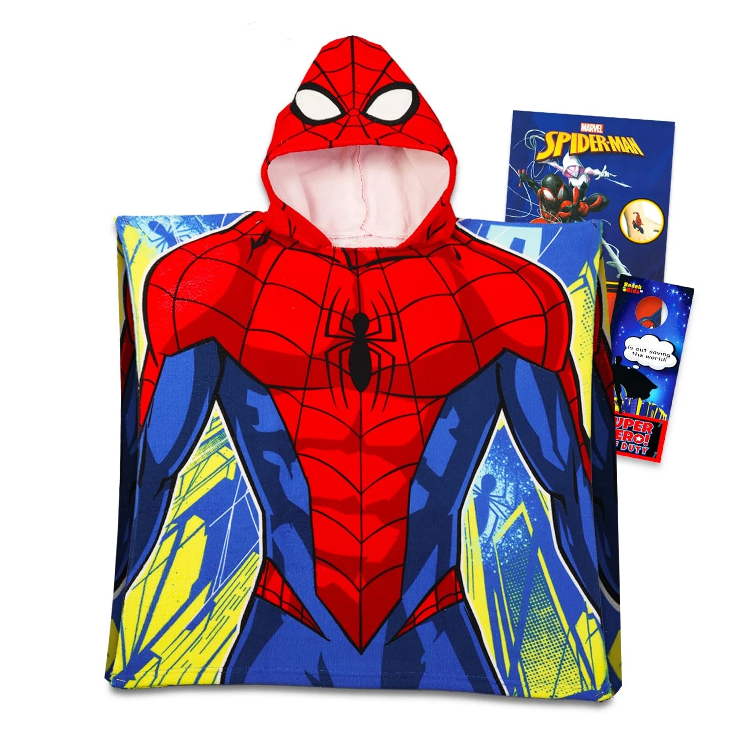 Spiderman Hooded Towel Set for Kids - Spiderman Bath Towel Poncho Bundle with...