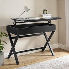 Pemberly Row Contemporary Lift Top Stand Up Wood Desk in Black