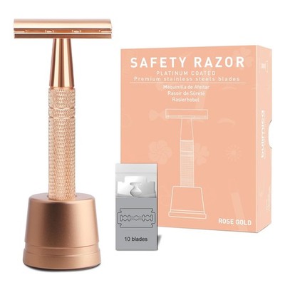Double Edge Safety Razor with Stand, Single Blade Razors for Women w/10 Blades