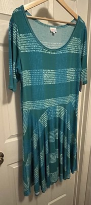 LulaRoe Women s NWT Nicole Green Blue Midi Dress Size 3X