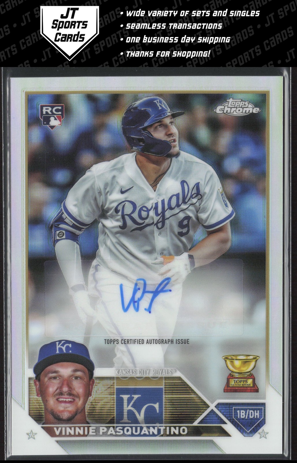 2023 Topps Chrome Update Vinnie Pasquantino AC-VP RC Refractor Auto /499 Royals