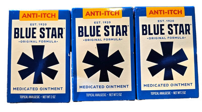 Blue Star Ointment For Ringworm / Eczema Itching 2oz  ( 3 pack ) ^^