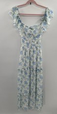 NWT Altar'd State Christina Floral Maxi Dress Womens XS Light Blue Fashion Party