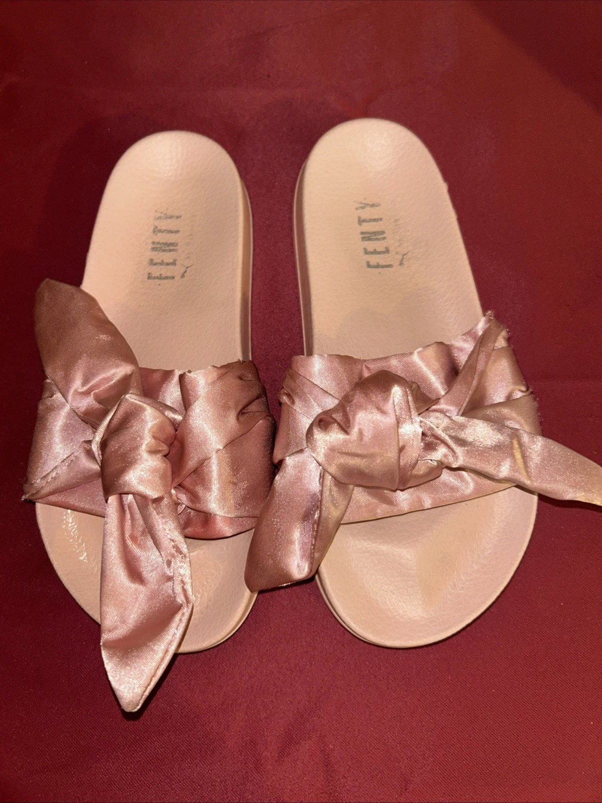 Scarpa sandalo donna taglia 5 rosa Puma Fenty slide on fiocchi raso