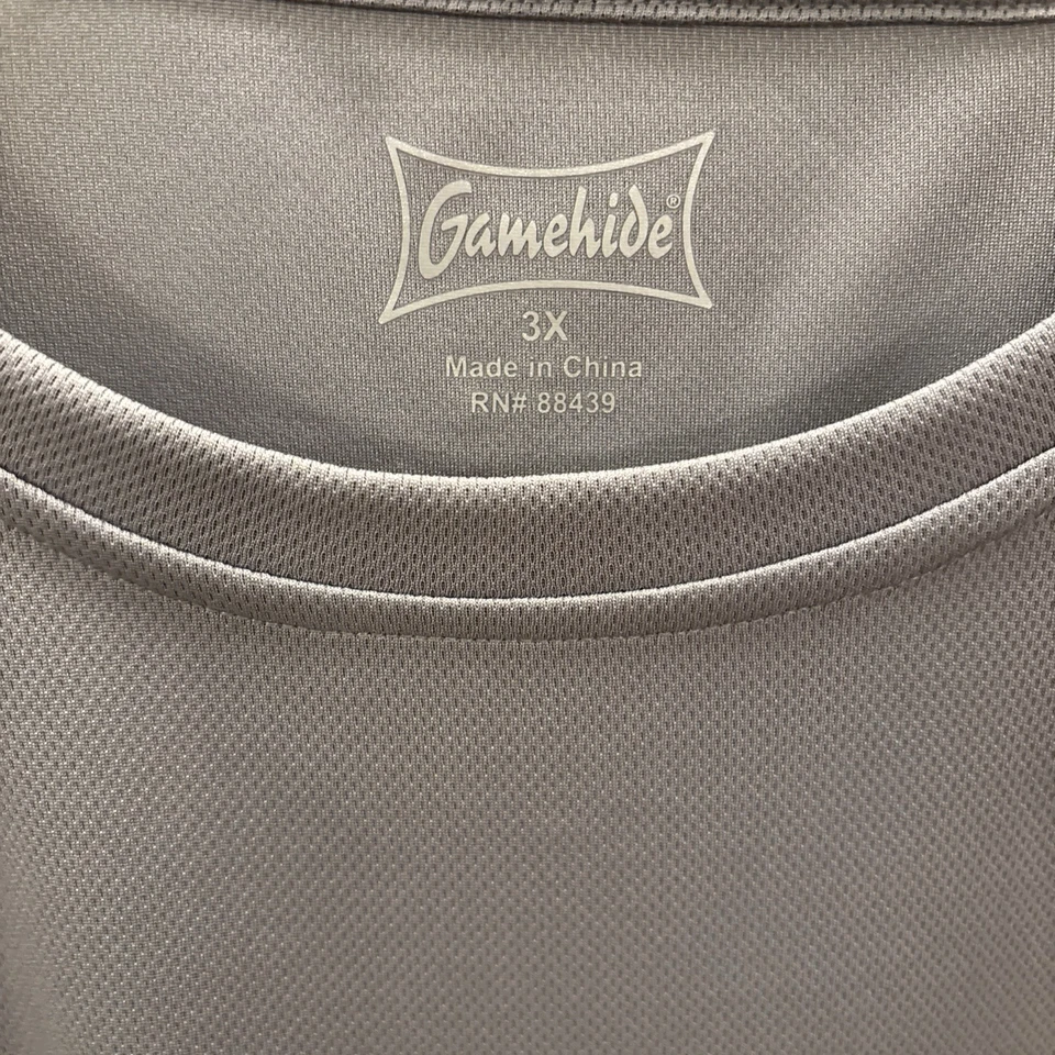 Gamehide Performance Men’s Short Sleeve Crew Neck Tee Grey/ Mossy Oak & Camo 3X - Image 4 of 4