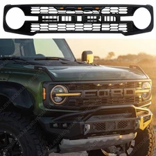 Raptor Style Look Grille Fits For 2021-2024 Bronco Front Upper Grill Matte Black