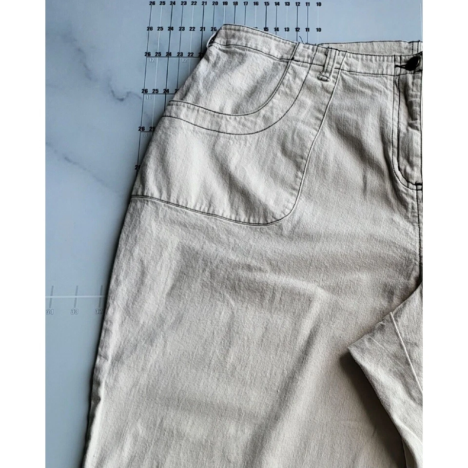 Denim & Co Pants Womens Size 2X  Beige Elastic Waist Stretch Light Floral Canvas - Image 3 of 4