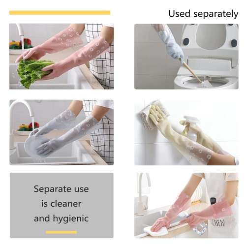 Dishwashing Cleaning Gloves 3 Pairs - Reusable Rubber Gloves Non-Slip Laundry... - Picture 3 of 7