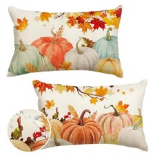 Fall Pillow Covers 12x20 Inch Set of 2 Fall 20" x 12" Pack of 2 White