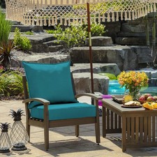 24x24 Outdoor Deep Seat Cushion Set Lake Blue Foam Patio Chair Open Box, ProFoam