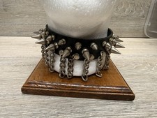 Vintage S/M Black Leather Pyramid Stud/Spikes Dog Collar 15-19  Punk Rock Choker