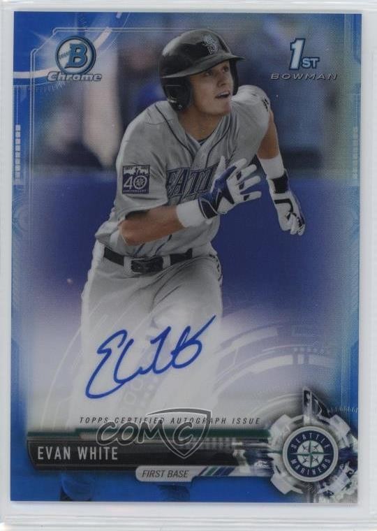 2017 Bowman Draft Chrome Pick Blue Refractor 70/150 Evan White #CDA-EW Auto 1cx3