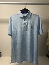 Men  s G/Fore Performance Polo Shirt Sky Blue And White Size S