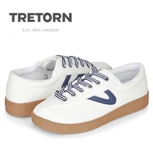 Tretorn Nylite Plus Canvas Women  s Sneaker 8.5 White/Navy EUC Worn 1X