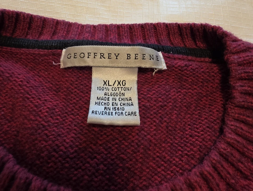 Suéter Tejido De Colección Años 90 - Geoffrey Beene - Rojo Negro Cuadros Para Hombres XL Ecléctico Abuelo Foto 2 de 4