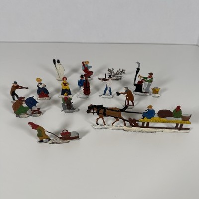 Lot of 14 Vintage Germany Heinrichsen Flat Lead Winter Christmas Scene Carolers