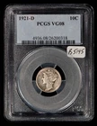 1921-D 10c Silver Mercury Dime - Original Key Date Coin - PCGS VG 8 - SKU-B5145