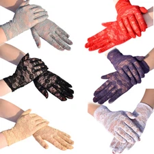 Vintage Women Sexy Short Finger Gloves Sheer Mesh Fancy Dress Bride Wedding ρ