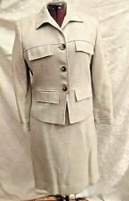 Vintage Original VALENTINO 2pc Skirt Suit, Light Grey Wool Blend Italy SZ 44 /10