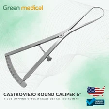 Castroviejo Round Caliper 6" Dental Ridge Mapping Tool 0-40mm Measuring Scale