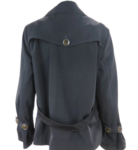 Midnight Velvet Womens M Black Peacoat Belted Blazer Jacket - Picture 7 of 12