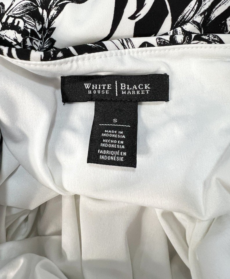 White House Black Market Sz S Black White Tropical Butterfly Palm Print ...