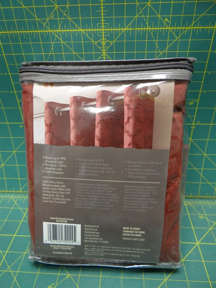 Allen + Roth Drenham Ojal Superior Panel Blackout Rojo Granero 52 x 84 Pulgadas Foto 2 de 3