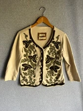 J Jill Cardigan Womens M Grandma Core Embellished Appliqued Angora Rabbit