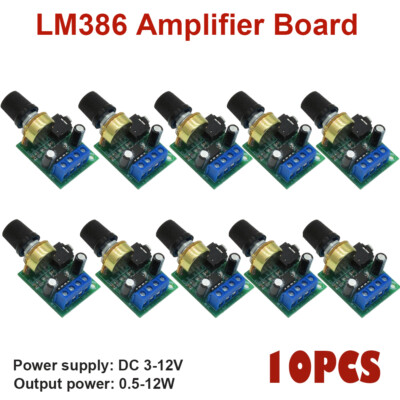 10PCS LM386 Mini Audio Power Amplifier Board DC3~12V Module Adjustable Volume