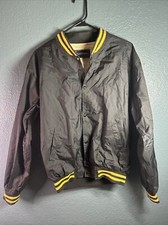 Vintage Network Jacket Black and Yellow Button Up Bomber Jacket