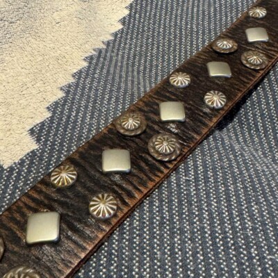 24Ss RRL Studded Leather Belt DOUBLE RL Ralph Lauren w/tag W34