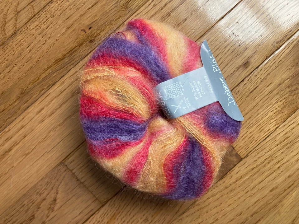 Mohair DEBBIE BLISS ANGEL PRINT "Gauguin" Yellow/Rose/Purple - Image 3 of 4