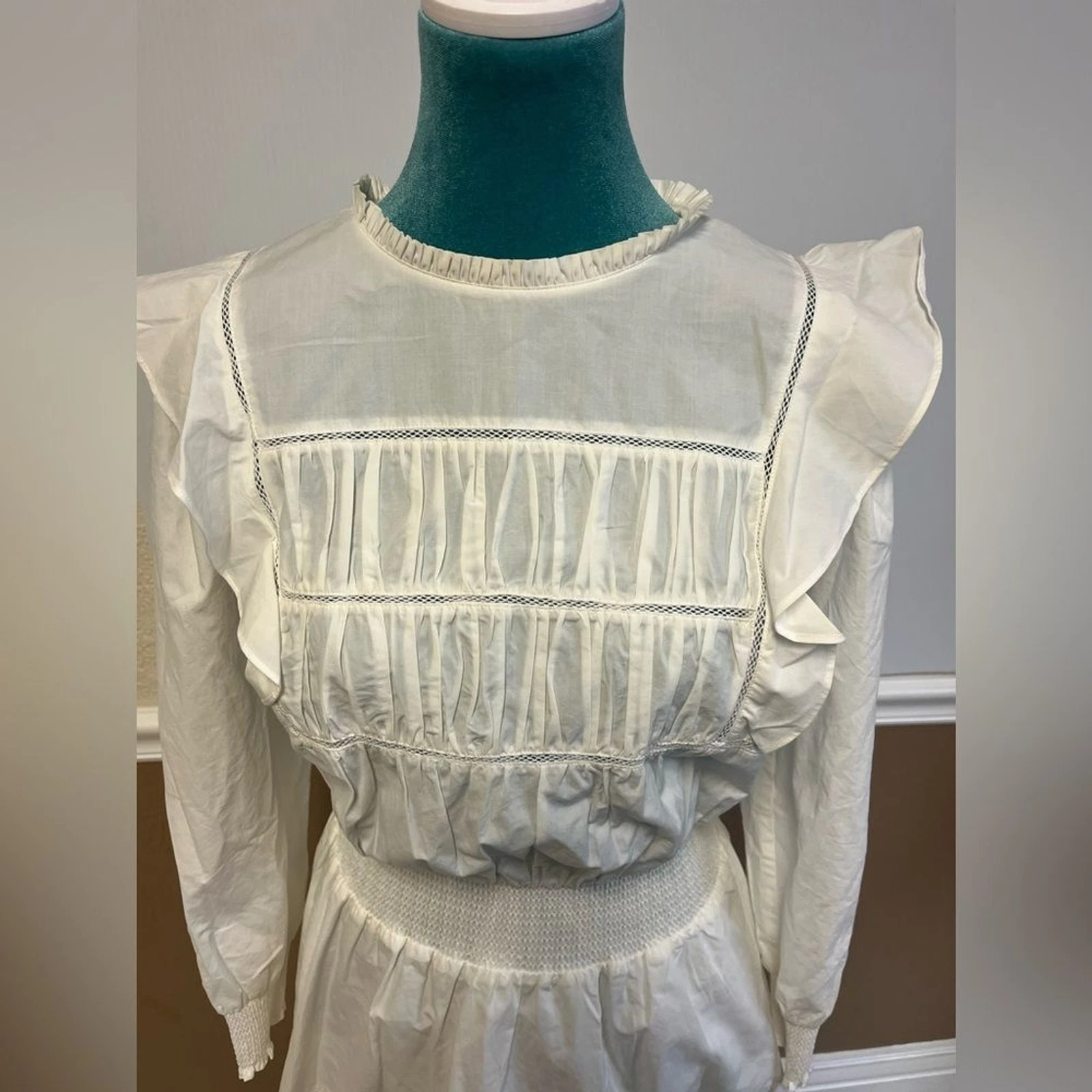 OFF WHITE Mini Abito RAILS Faren Smocked Taglia S Bianco sporco