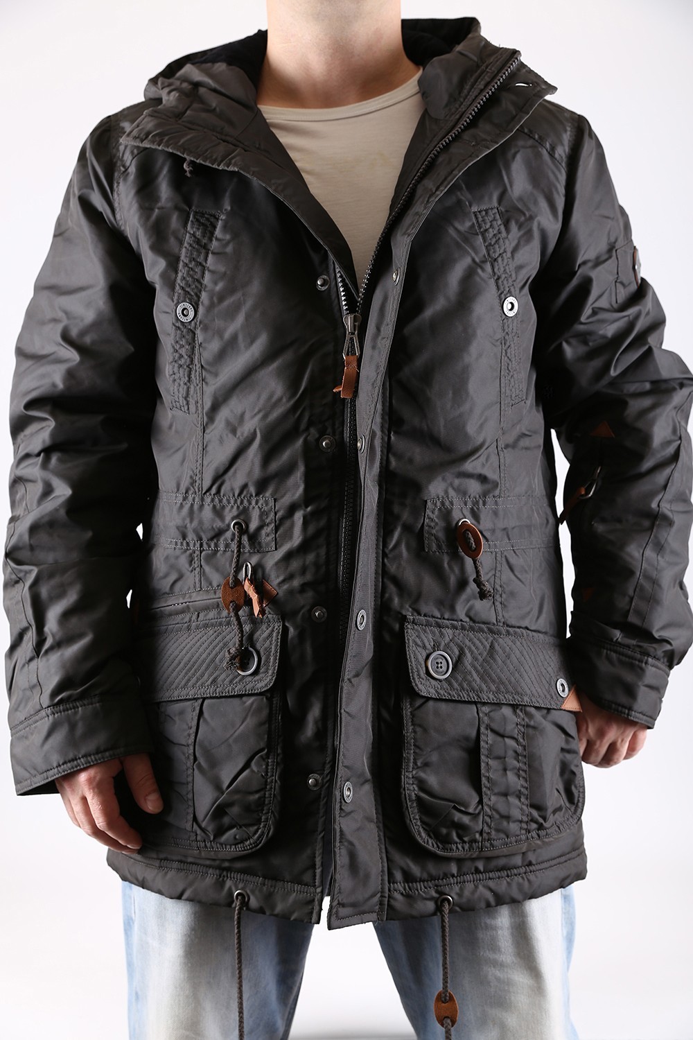 Timezone Herren Winter Jacke Parka gefüttert 290125 in blackoliv