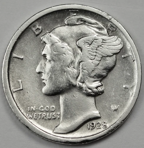 Photo of a 1928-D Mercury Dime from an eBay listing that sold on Jul 20, 2026