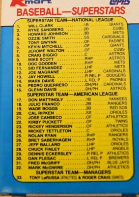BASEBALL SUPERSTARS 1990 TOPPS COMPLETE SET 33 TRADING CARDS IN OVP