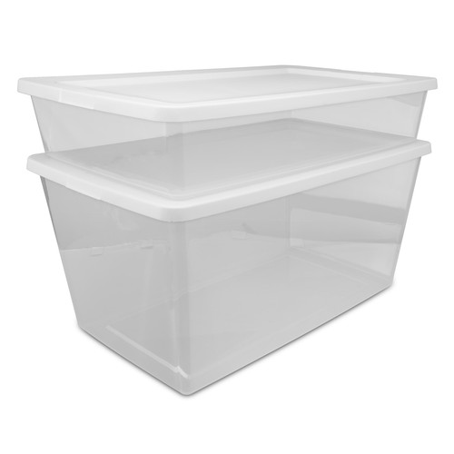 Storage Bin, 41 Quart Clear Plastic Storage Container with Snap-On Lid, White - Picture 5 of 8