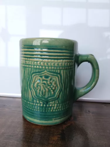 Vintage 1920s McCoy Stoneware Tankard Green Grape Mug Stein