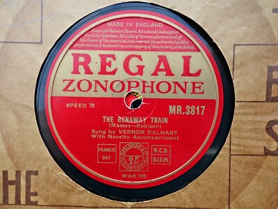 VERNON DALHART - The Runaway Train / Get Away, Old Man, Get 78 rpm disc (A+)