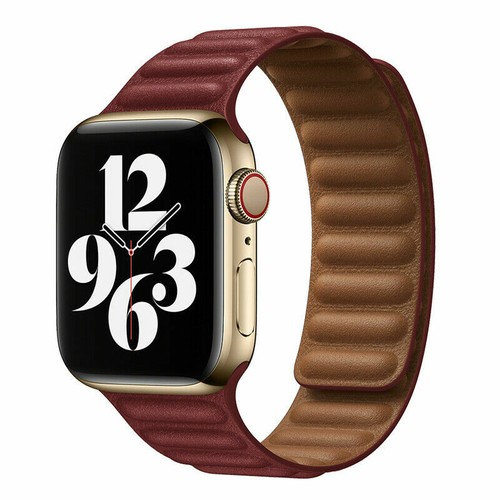 Correa de reloj eslabón de cuero para Apple iWatch Series 9 8 7 6 5 3 2 SE magnético - Imagen 30 de 38