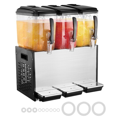 Commercial Beverage Juice Dispenser 12L x 3 Tanks Cold Juice Ice Drink Dispenser