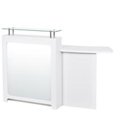 Reception Desk LED Lighted Reception Area Counter GATTINO in Silver
