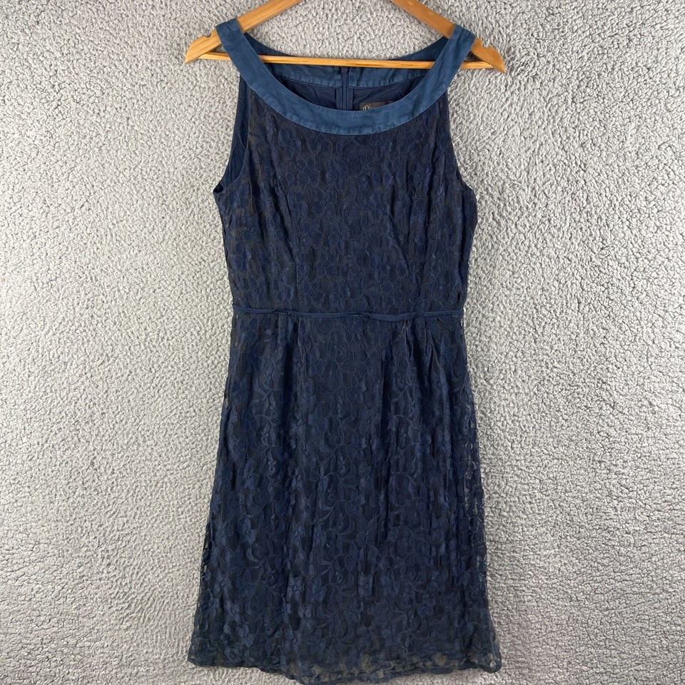 David Lawrence Womens Dress 10 Blue Fit & Flare Short Lace Career Corporate Work