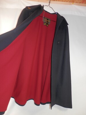 Brucks Nurses Wool Cape Royal/Navy Blue Vintage Turn down collar