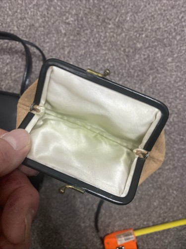 Vintage Elbief klassische gerahmte schwarze Lederhandtasche sehr guter Zustand + Geldbeutel - Bild 13 von 18
