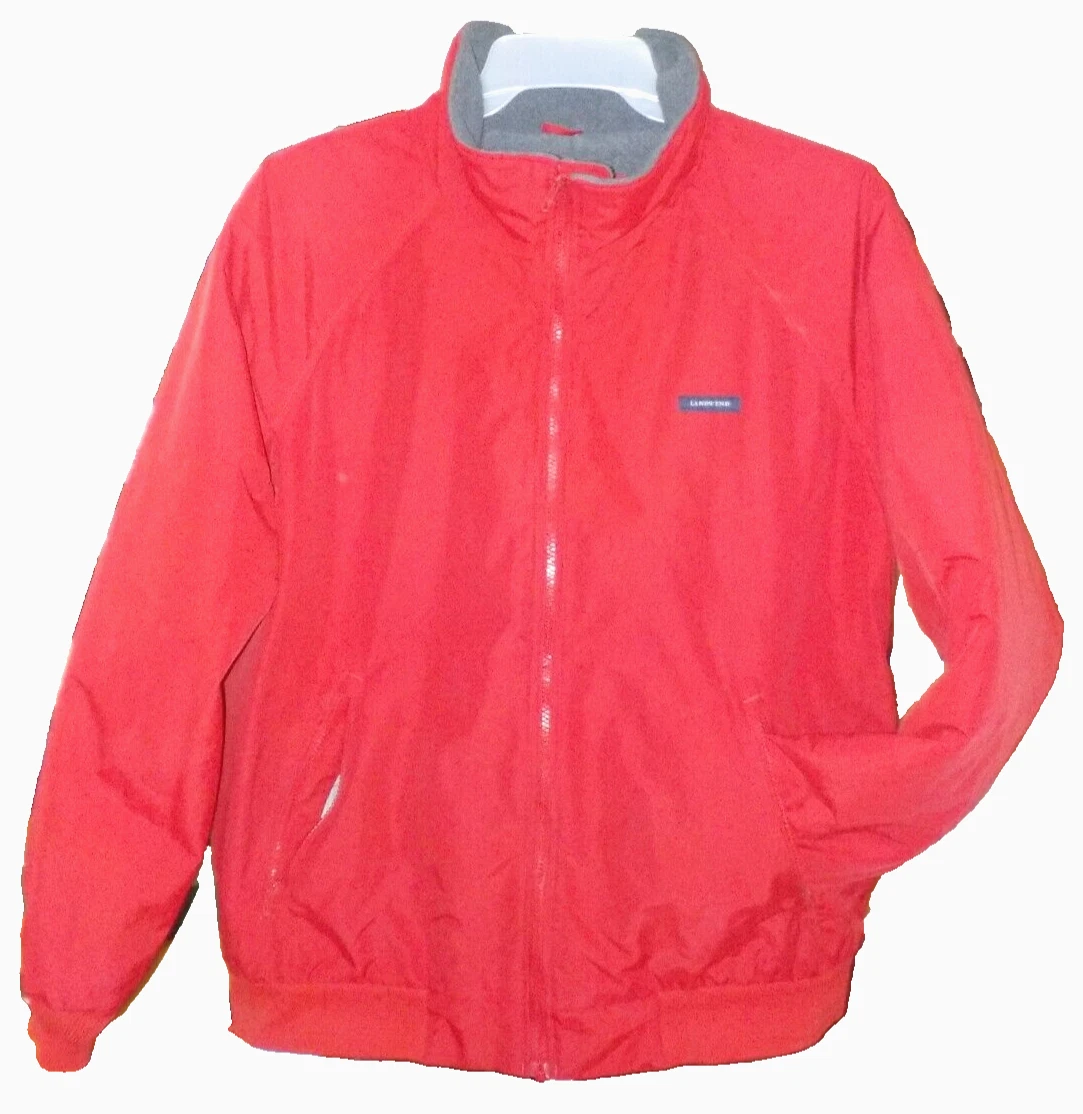 LANDS END Bomber JACKET Full Zip Insulated Fleece Lined Windproof RED sz L L@@K!