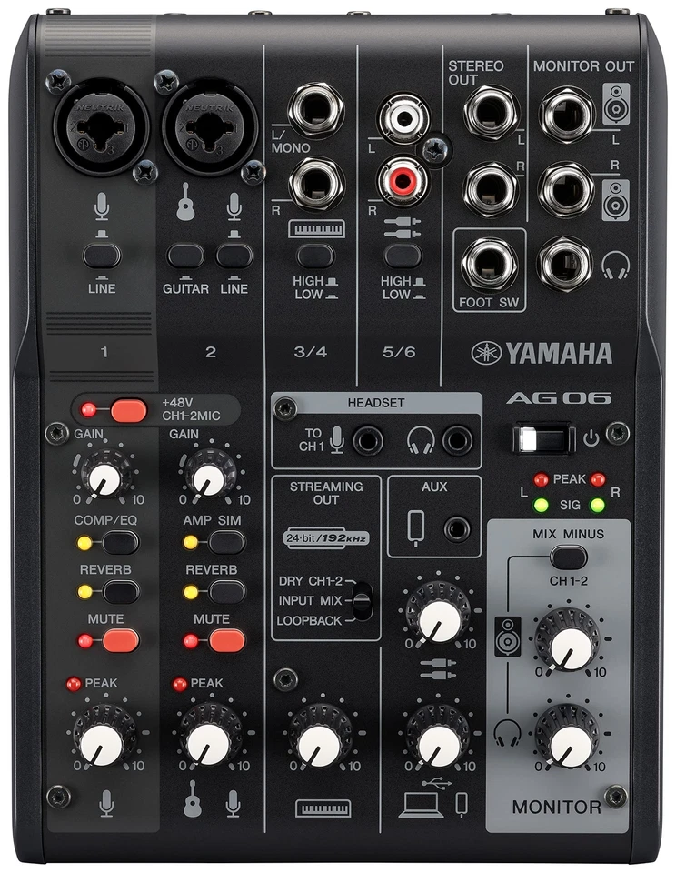 YAMAHA AG06 AG06MK2 B 6ch Live Streaming Mixer USB Audio Interface Black NEW - Image 2 of 3