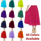 Chiffon 2 Layer Maxi Skirt  Retro Midi Dress Elastic 60cm Long Boho Women Pleate