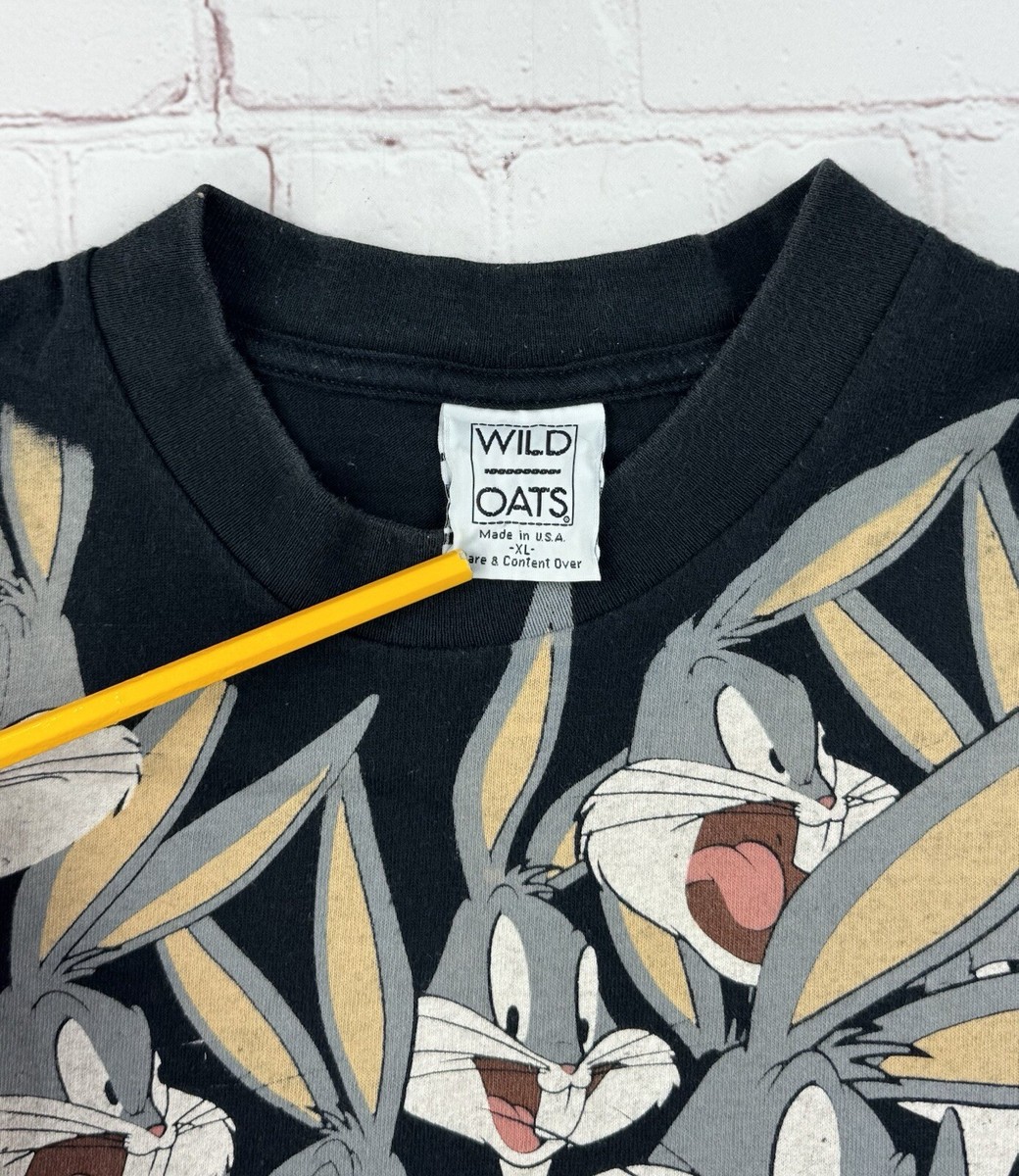 アドゴニー USA製 90's Vintage WILD OATS PEA Vintage 1992 Bugs Bunny Looney Tunes AOP T-shirt L/XL Wild